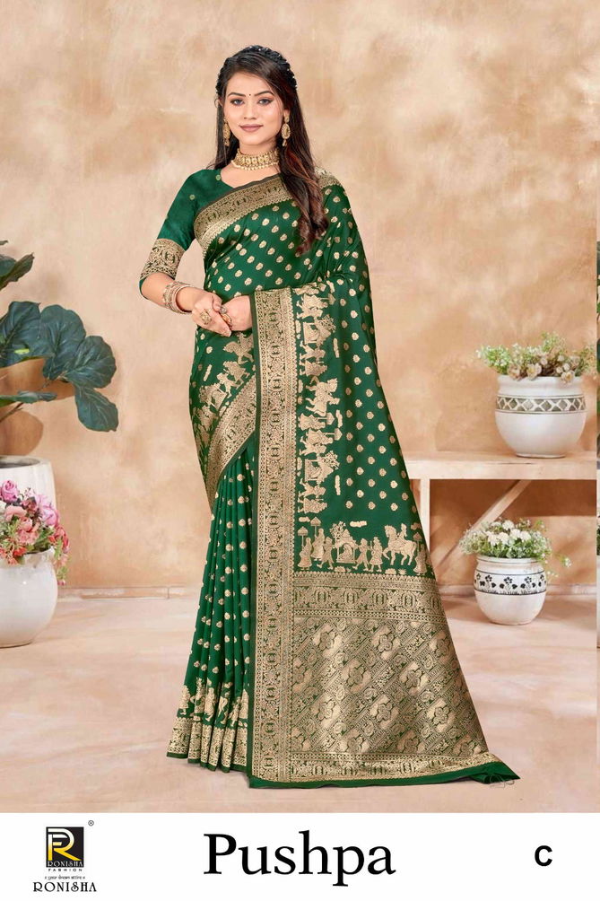 Pushpa By Ronisha Premium Designer Banarasi Silk Sarees Wholesale Price In Surat
